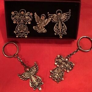Elegant Silver Angel Ornament Set